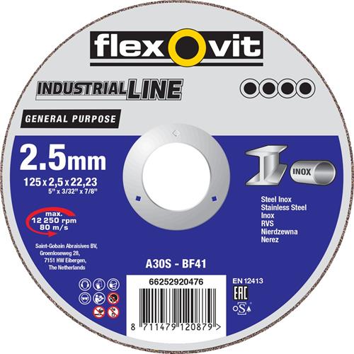 Flexovit dss industriale 115x2,5x22,23 a30s t41 pz acciaio inox | 25 pz