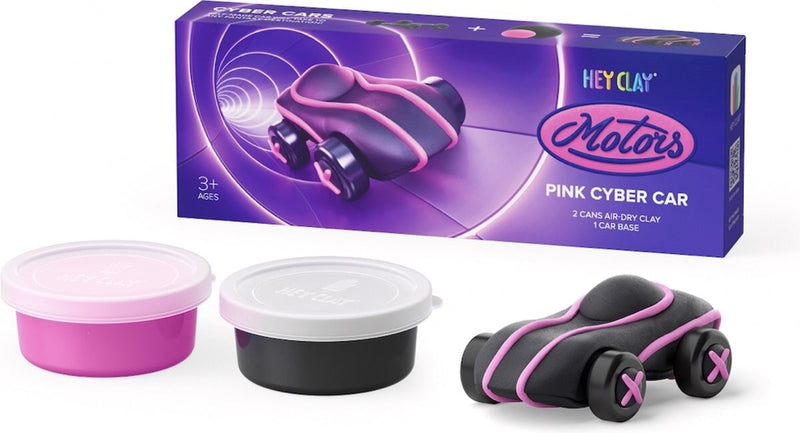 Hey-clay cyber car rosa 2 barattoli di pasta da modellare