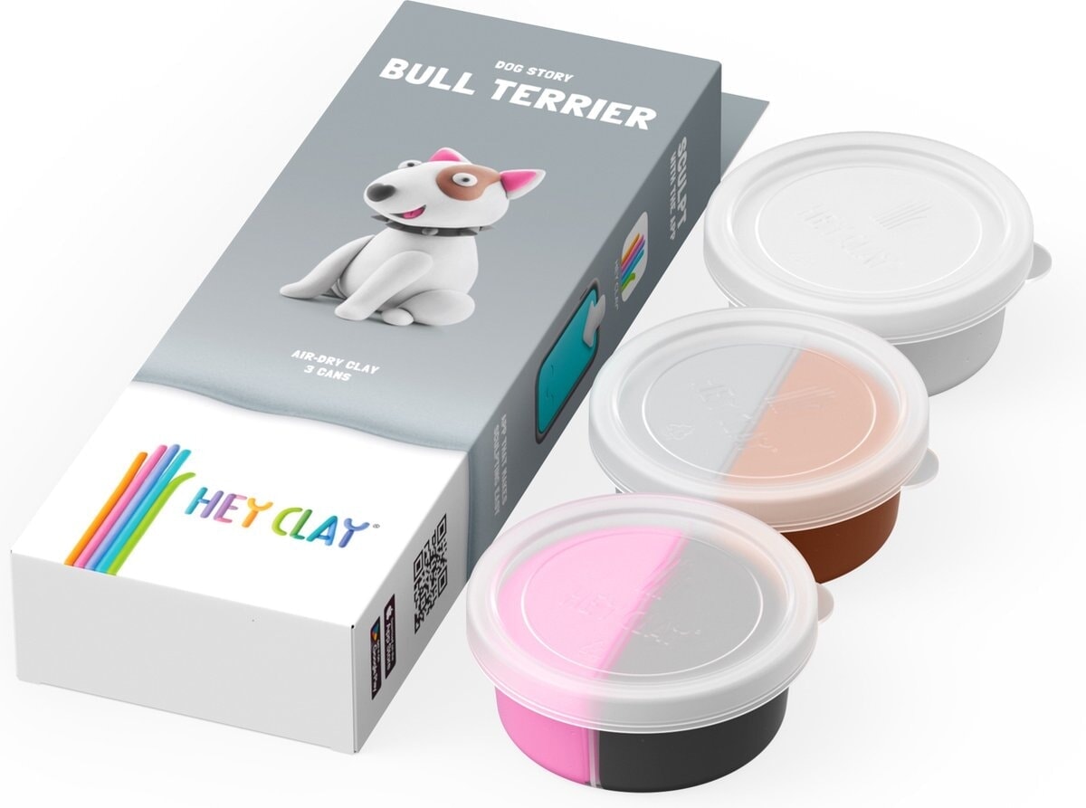 Hey-clay bull terrier 3 barattoli di pasta da modellare