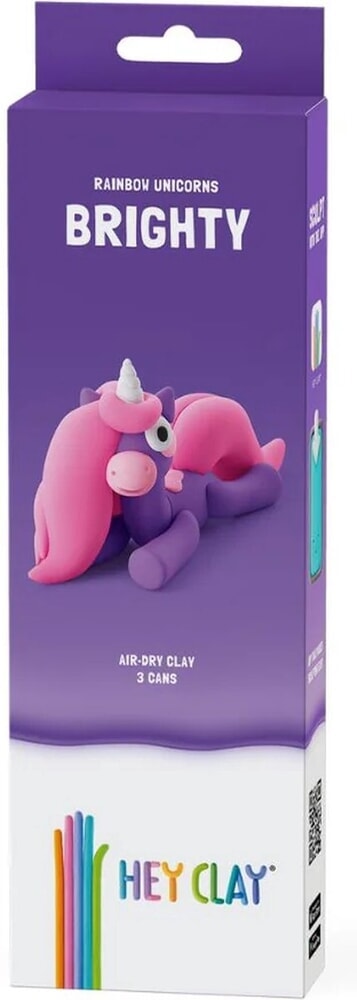 Hey-clay unicornio arcoiris brighty 3 latas de plastilina