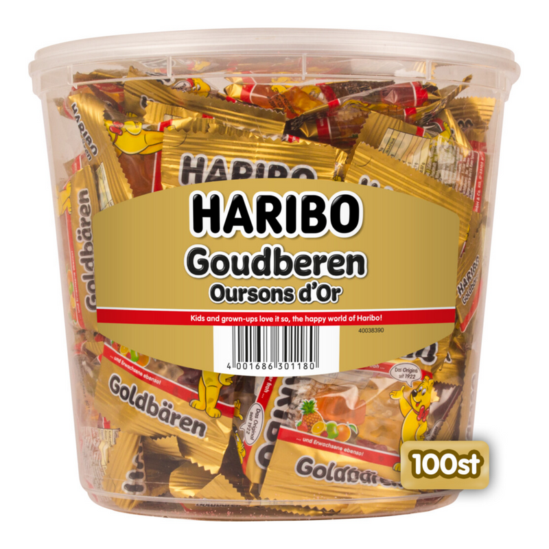 Borse Haribo con orsetti dorati (100 pezzi)