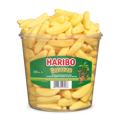 Banane in schiuma Haribo zuccherate (150 pezzi)