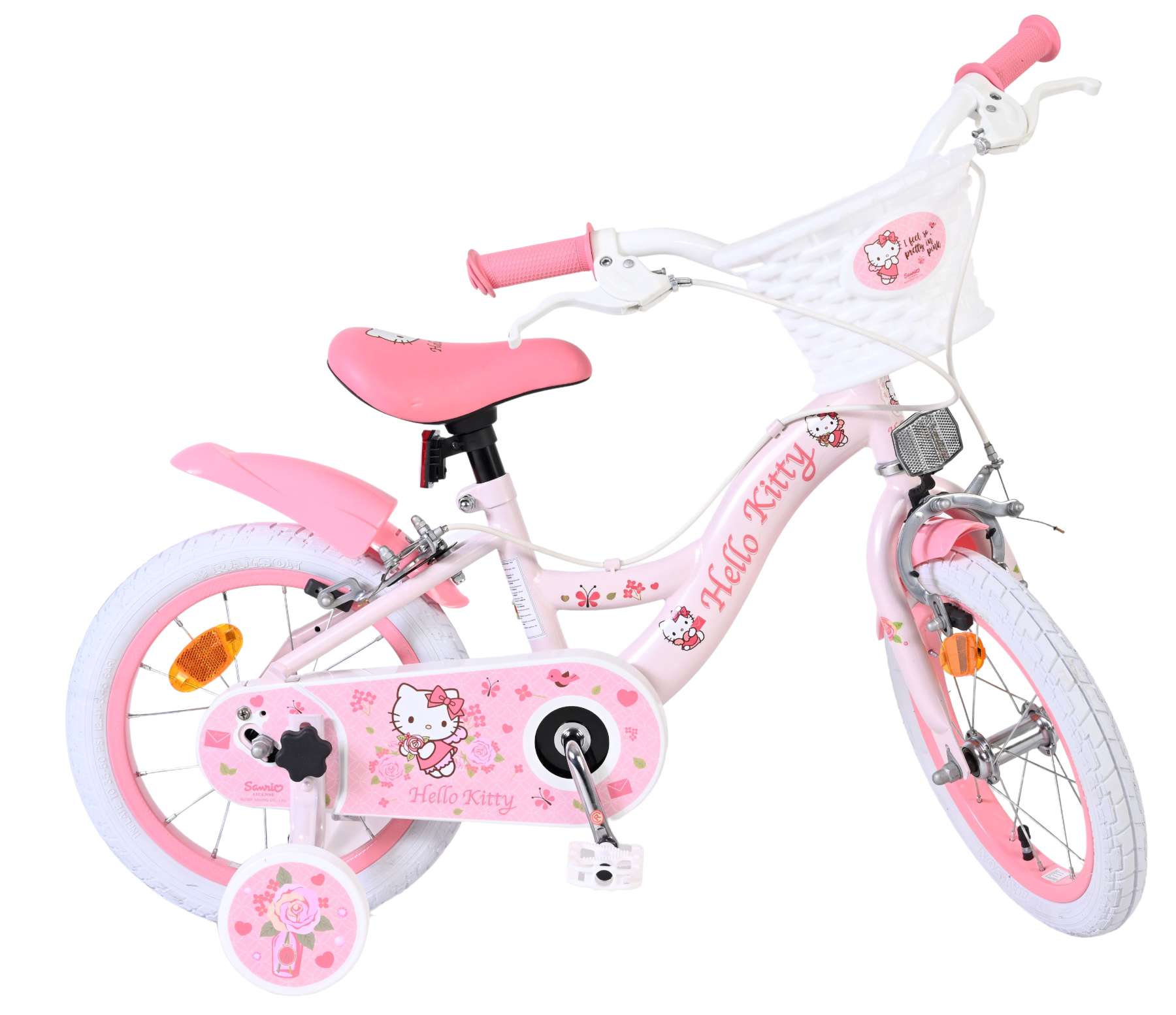 Hello kitty kinderfiets - meisjes - 14 inch - roze - twee handremmen