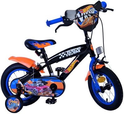 Bicicletta per bambini Volare Hot Wheels - ragazzi - 12 pollici - nero arancione blu - due freni a mano