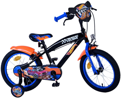 Wheels Hot Bike Boys per bambini da 16 pollici arancioni neri freni a due mani
