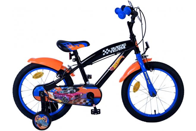 Wheels Hot Bike Boys per bambini da 16 pollici arancioni neri freni a due mani