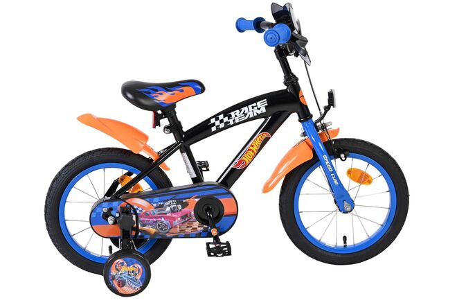 Heiße räder bicicletta per bambini hot wheels - ragazzi - 14 pollici - nero arancione blu