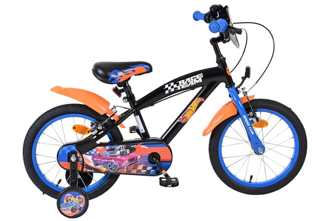 Bicicleta para niños Heiße räder hot wheels - niños - 16 pulgadas - negro naranja azul - dos frenos de mano