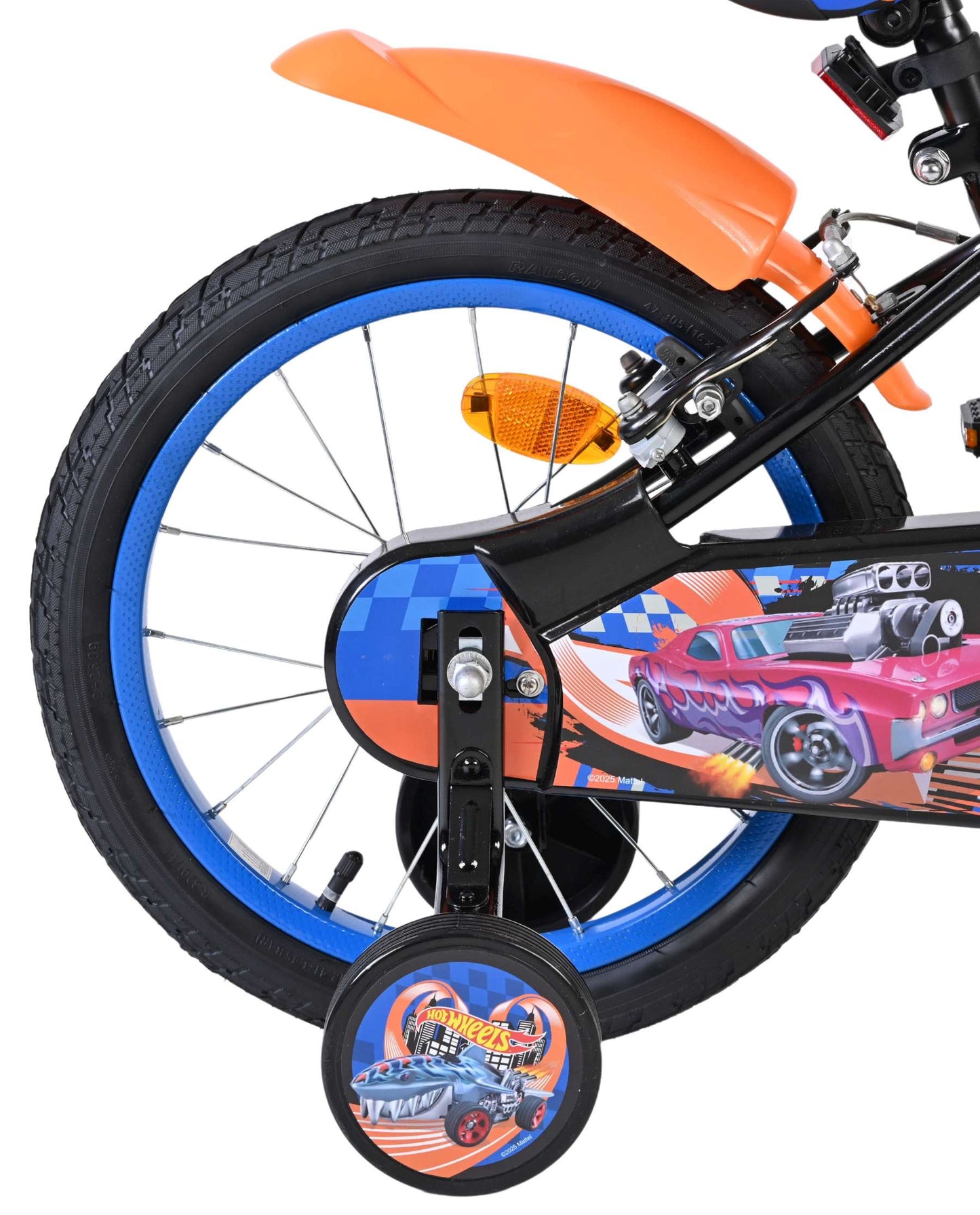 Bicicleta para niños Heiße räder hot wheels - niños - 16 pulgadas - negro naranja azul - dos frenos de mano
