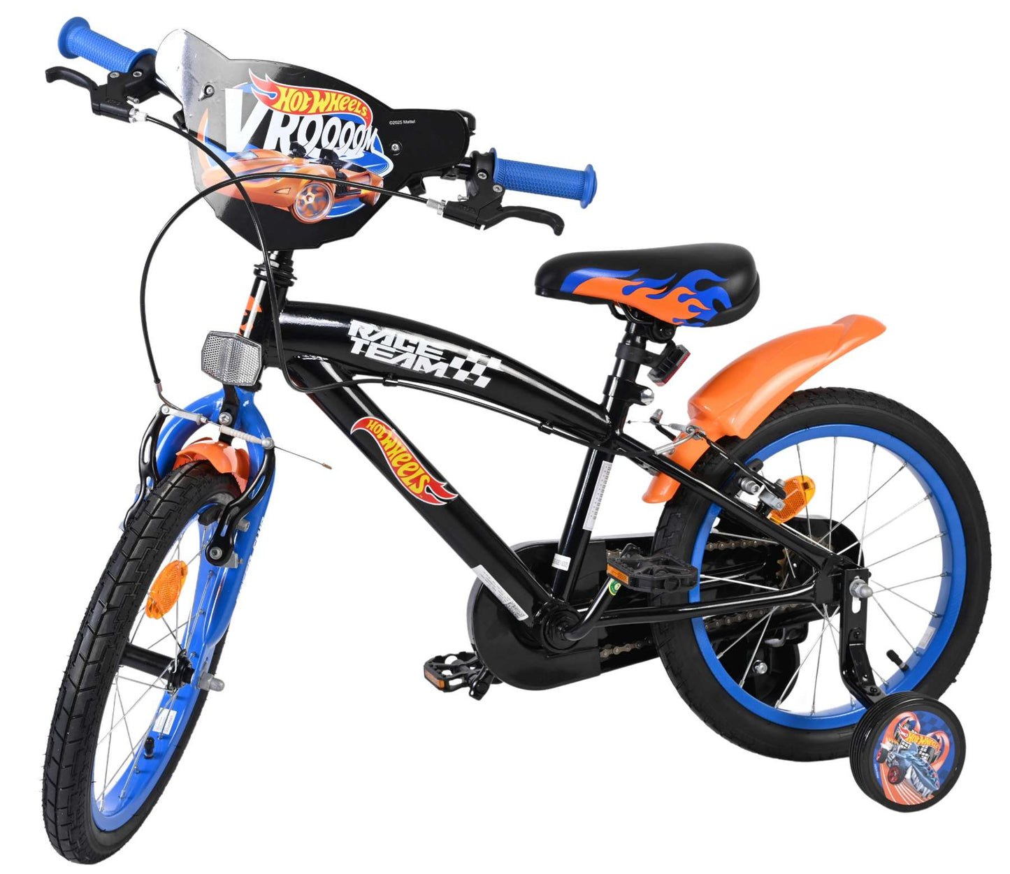 Bicicleta para niños Heiße räder hot wheels - niños - 16 pulgadas - negro naranja azul - dos frenos de mano