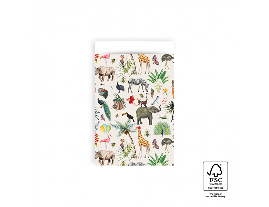 House of products cadeauzakjes - jungle - creme - 12x19cm - 200st