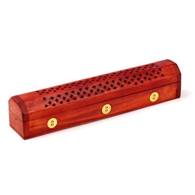 Porta di incenso in legno di mango Yin Yang Insert