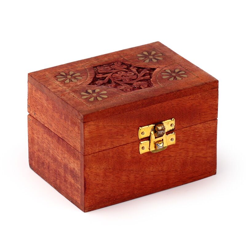 Caja de aceite esencial de madera de mango (para 6 botellas - Diseño 2)