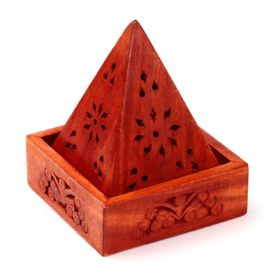 Mango Wood Pyramid Inciense Soportes Kegels Flower Frame