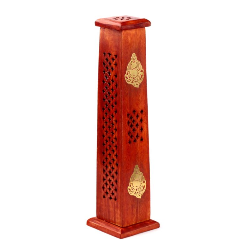 Mango hout wierookhouder toren chinese boeddha