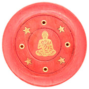 Mangohout rond rood wierookhouder - afbeelding 1