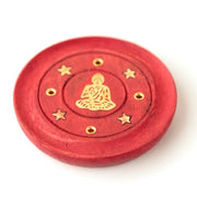 Mangohout rond rood wierookhouder - afbeelding 2