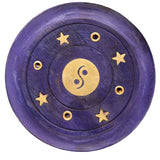 Madera de mango yin yang alrededor de titular de incienso morado - afbeelding 1