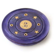 Mangohout yin yang rond paars wierookhouder - afbeelding 2