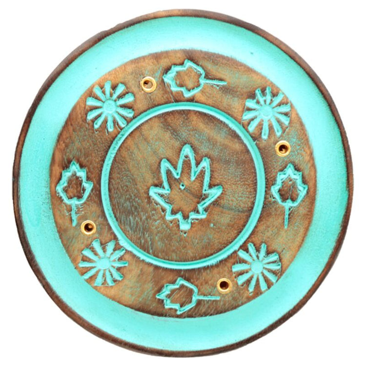 Mango Wood Green hoja redonda de incienso