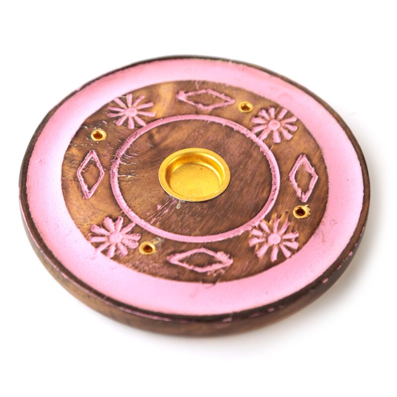Legno di mango attorno al supporto di incenso di fiori rosa