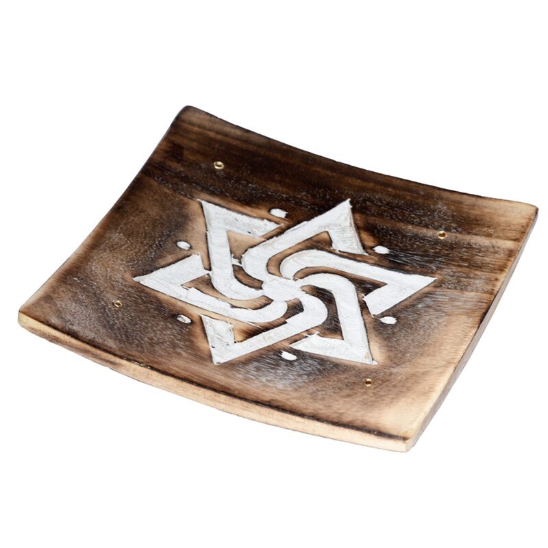 Soportista de incienso geométrico de Mango Wood Square