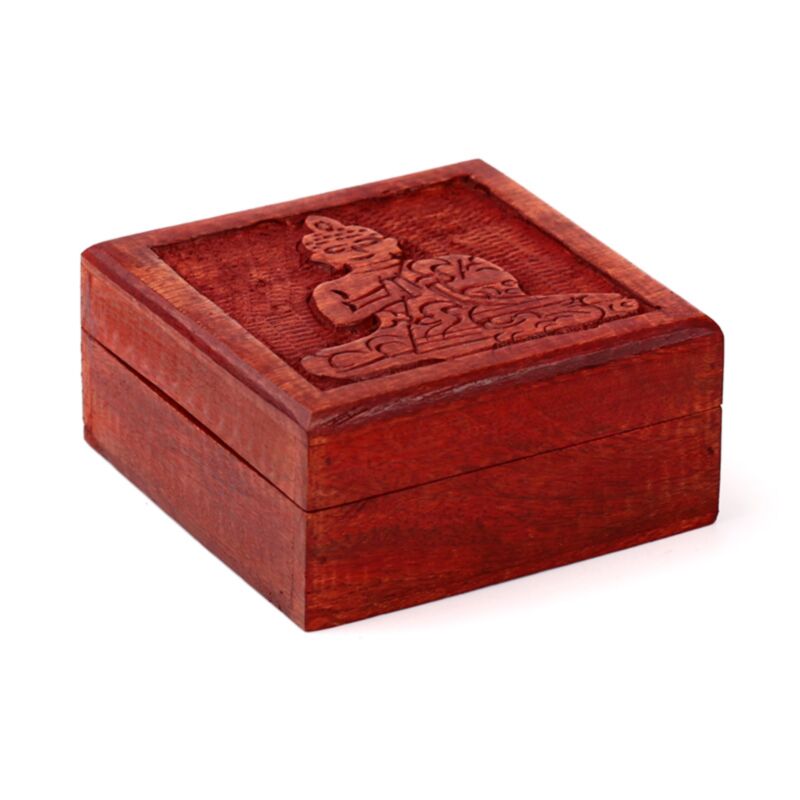 Caja de almacenamiento de Buda tailandés tallada con mango
