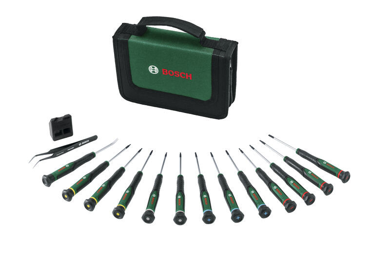 Juego de destornilladores de precisión verdes Bosch | 15 piezas - 1600a039j4