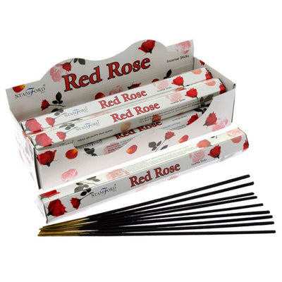 37105 rosa rossa - bastoncini di incenso esagono premium stamford