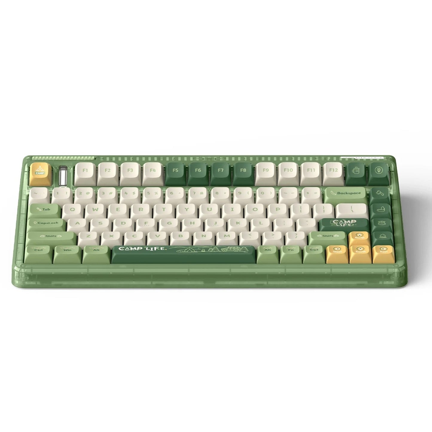 Iqunix og80 camping wireless mechanical keyboard, gaming toetsenbord (groen oranje, us lay-out, cherry mx red, rgb leds, 80% (tkl), hot-swappable, pbt, 2.4ghz | bluetooth 5.1 | usb-c)