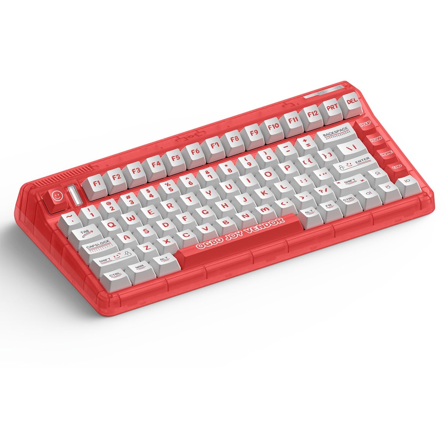 Iqunix og80 joy vendor wireless mechanical keyboard, gaming toetsenbord (rood wit, us lay-out, cherry mx silent red, rgb leds, 80% (tkl), hot-swappable, pbt, 2.4ghz | bluetooth 5.1 | usb-c)