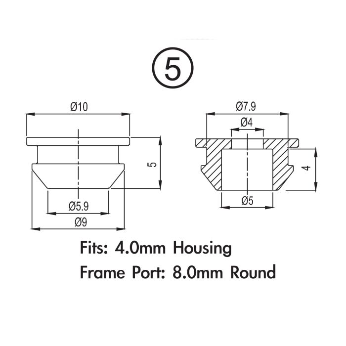 Paquete de tapones de cuadro Jagwire - carcasa de freno de 5 mm (cuadro de 2 mm) (10 piezas)