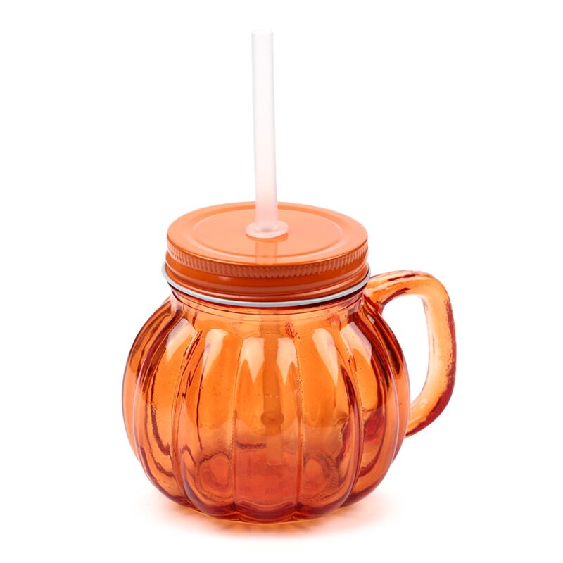 Pumpkin Mason Jar Glass Brenking Tazza con paglia e dekel