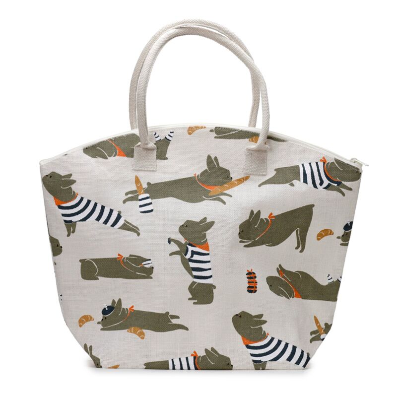 Bertrand de franse bulldog jute strandtas