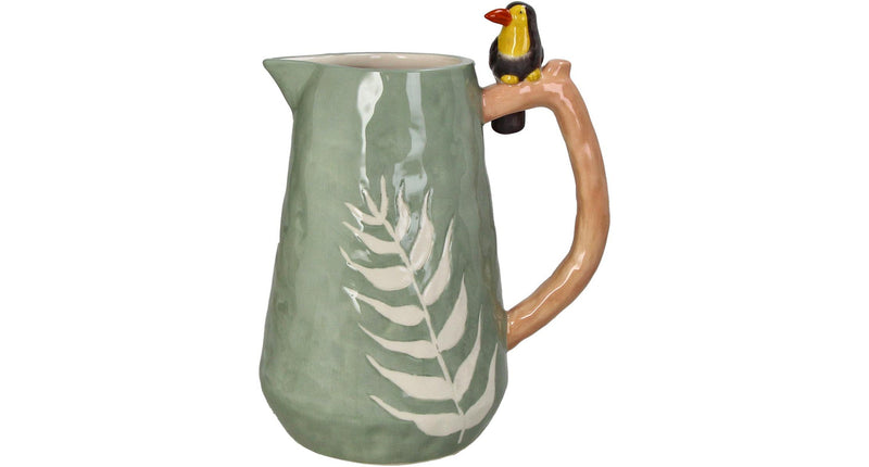 Hd vase bird stoneware green 18.5x12.5x22.2cm