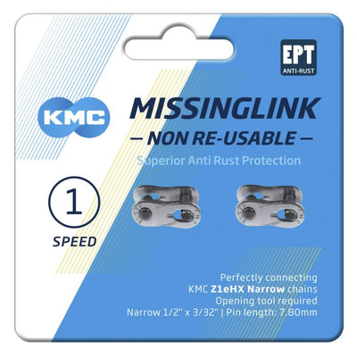 KMC Link Z1eHX NR Narrow EPT - 2m - Antirrobo de cadena para bicicleta - Negro