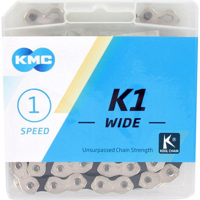KMC K1 fietsketting 1 2x1 8 112 schakels zilver zwart in doosje