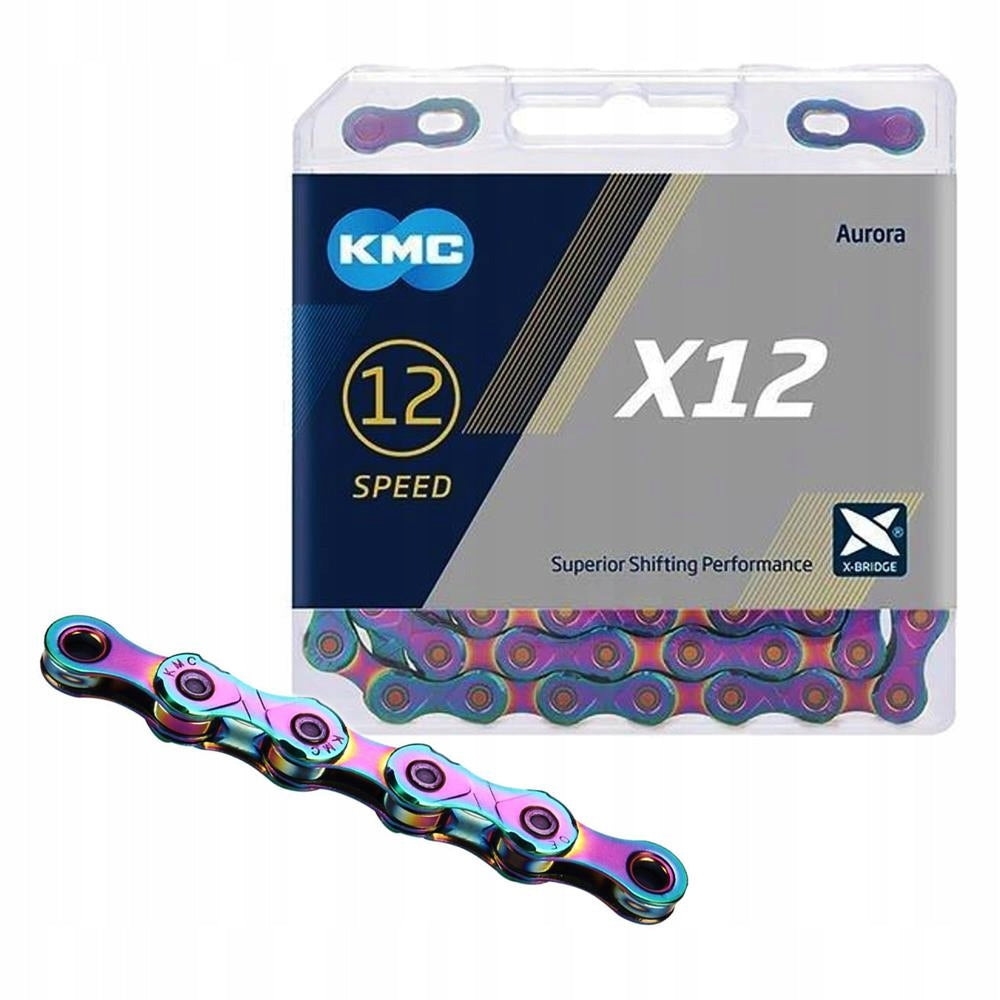 KMC X12 Aurora Blue 126 Schakels - Catena di biciclette con doppia X -bridge - 12 -Speed