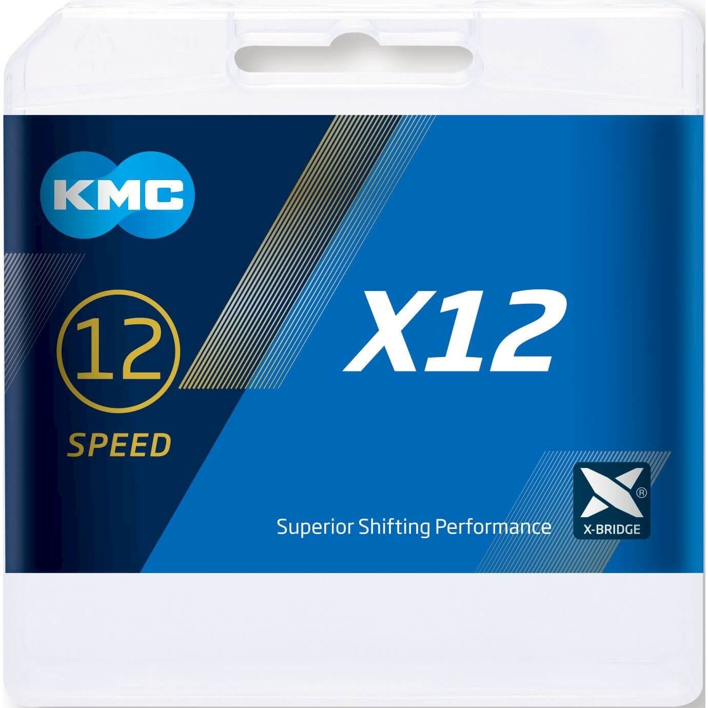 KMC X12 Aurora Blue 126 Schakels - Cadena de bicicletas con doble X -Bridge - 12 velocidades