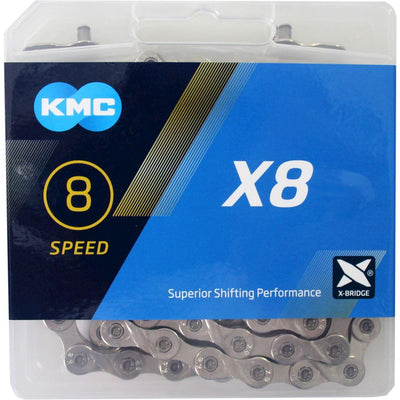 Cadena de bicicletas KMC X8 Plata 114 enlaces