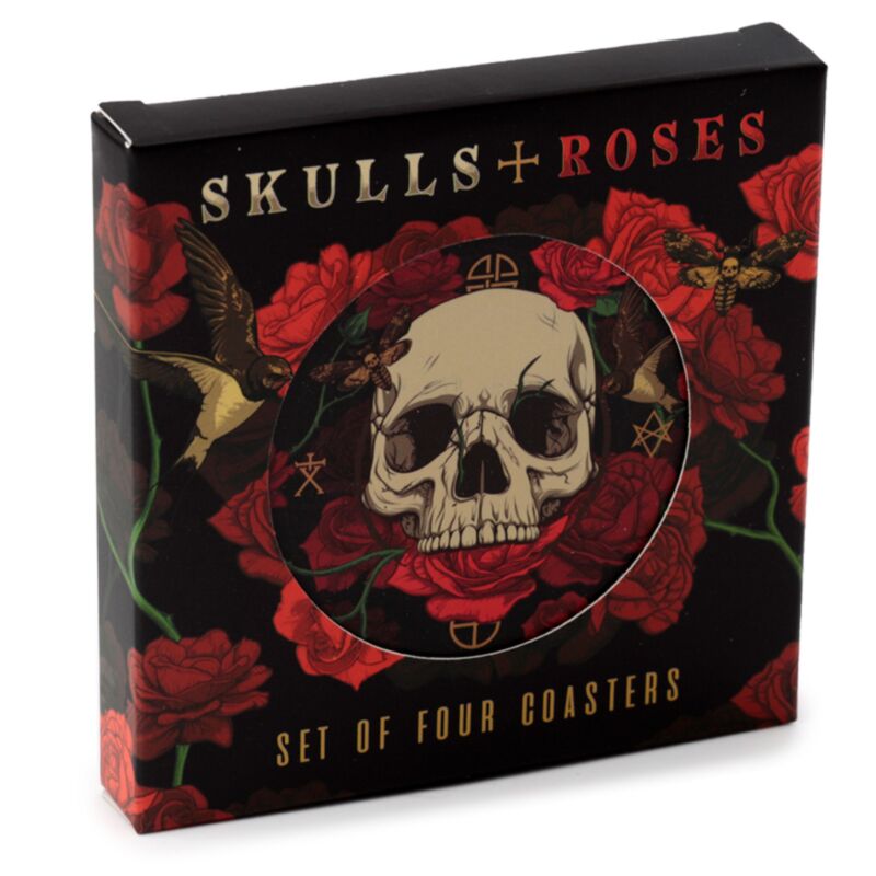 Set di rose del cranio 4 sottobicchieri