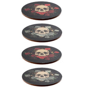 Schedel rozen set 4 onderzetters - afbeelding 2