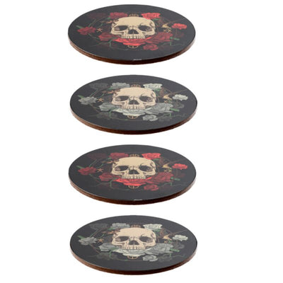 Set de 4 posavasos rosas calavera