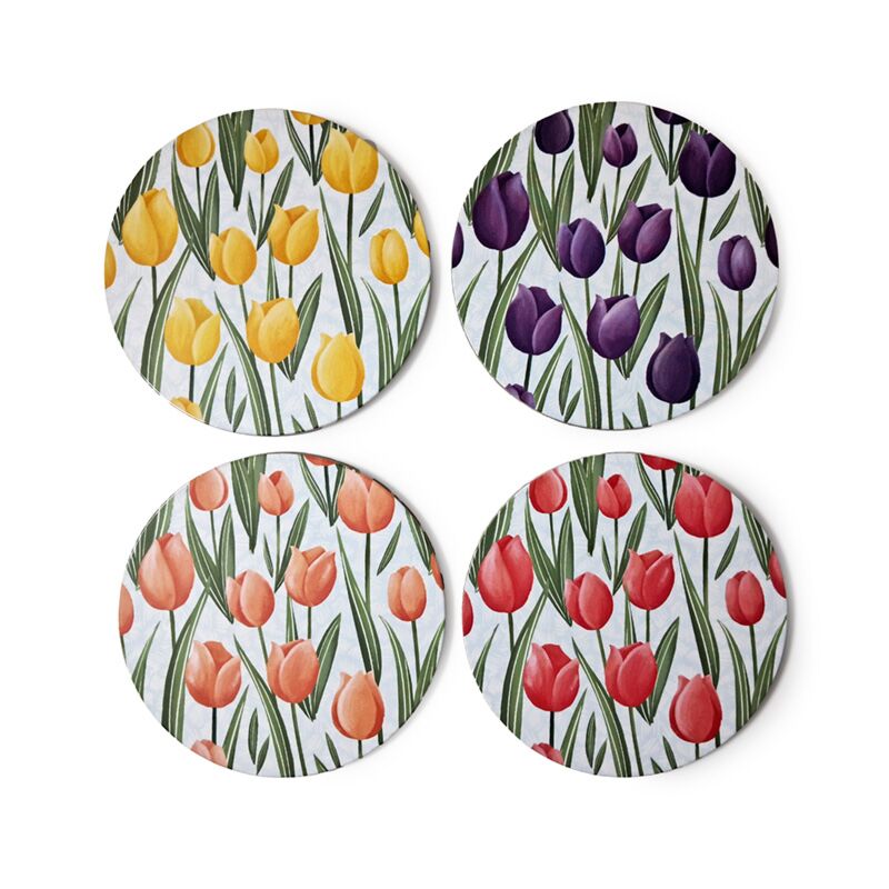Set di 4 sottobicchieri Tulipani