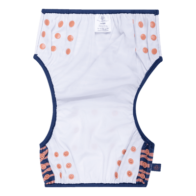 Strisce vibranti | Pannolino di nuoto lavabile arancione blu