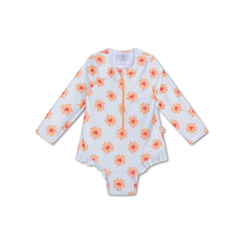 Amor floral | Traje de baño UV de chicas múltiples con mangas largas