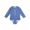Leopardo | Abita da bagno UV per ragazze blu con maniche lunghe