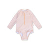 Sunset Grid | Abito da bagno UV arancione arancione con maniche lunghe