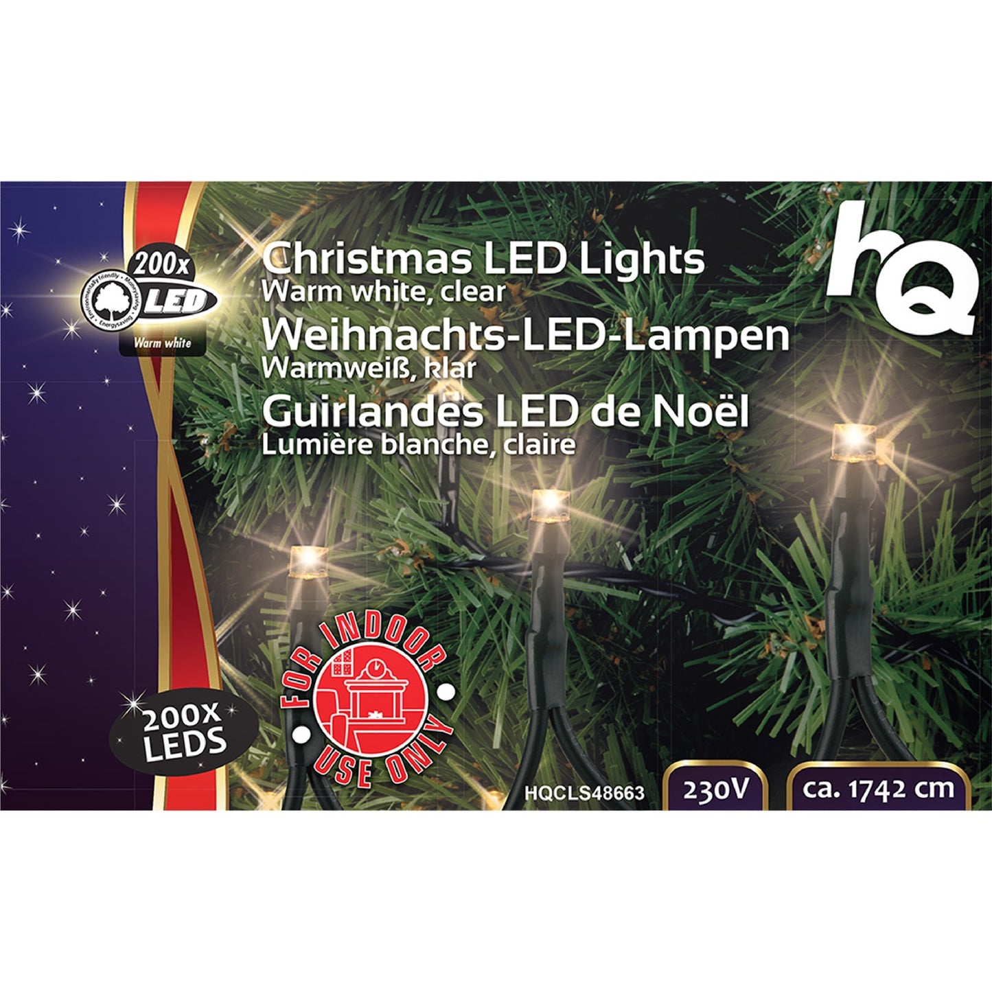 Luci di Natale varie 200 LED bianco caldo 17,4 m