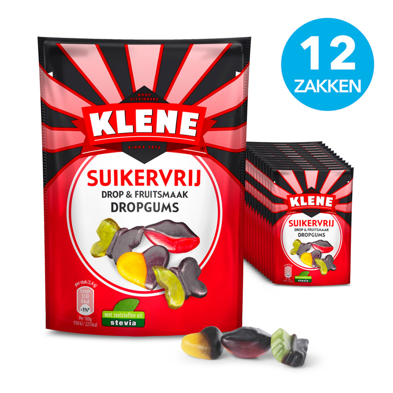 Chicles de regaliz Klene sin azúcar (12x 110gr)